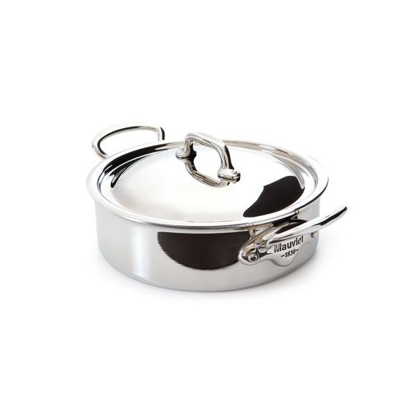 Mauviel M'cook Stainless Steel Rondeau & Lid, cast stainless steel handle, 5.8 qt.